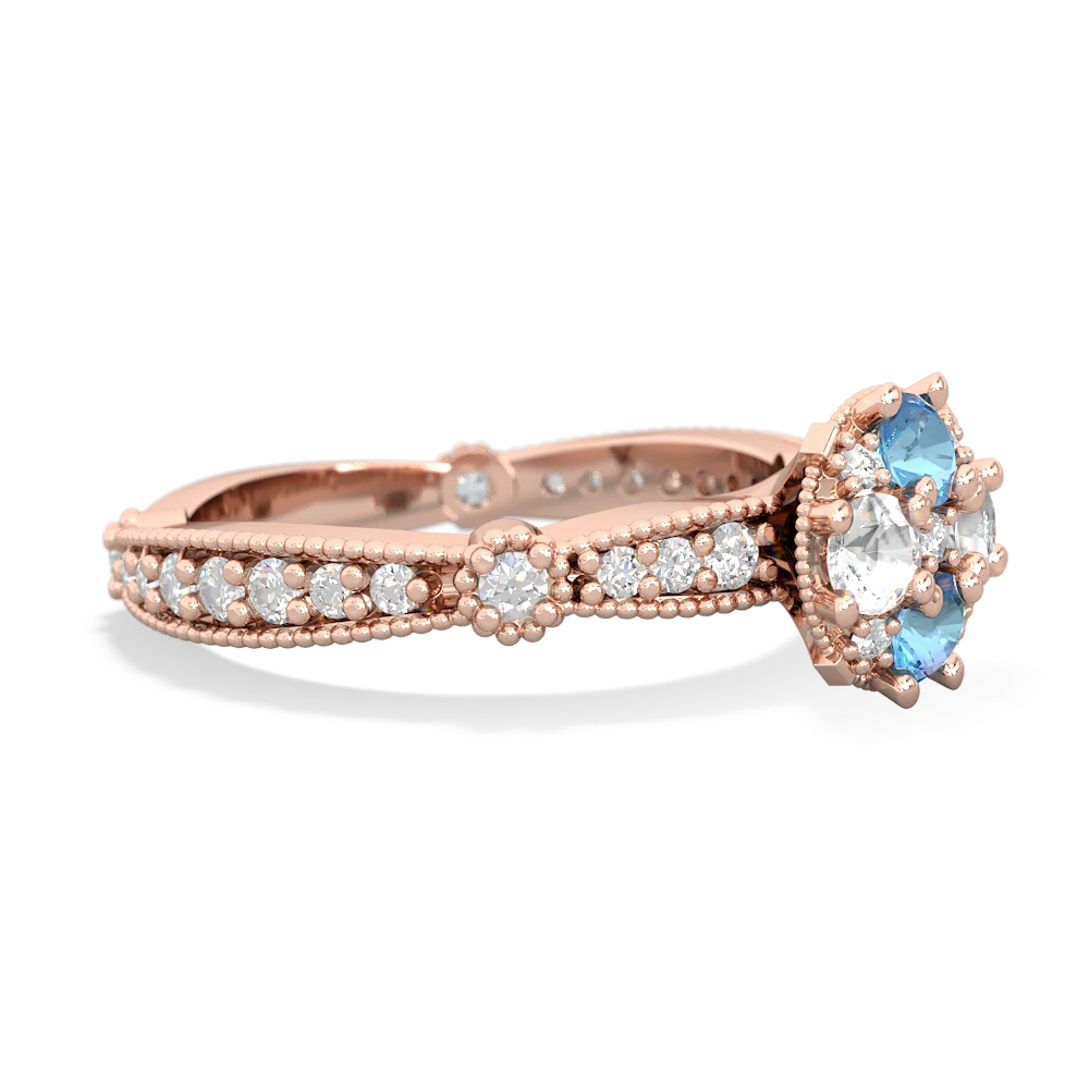 Blue Topaz Sparkling Tiara Cluster 14K Rose Gold ring R26293RD