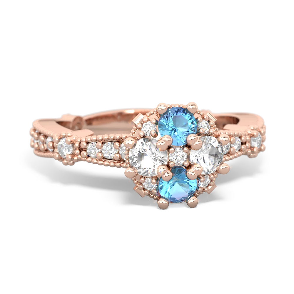 Blue Topaz Sparkling Tiara Cluster 14K Rose Gold ring R26293RD