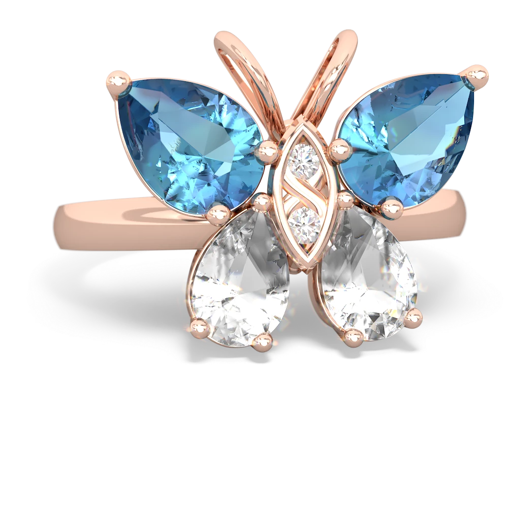 Blue Topaz Butterfly 14K Rose Gold ring R2215