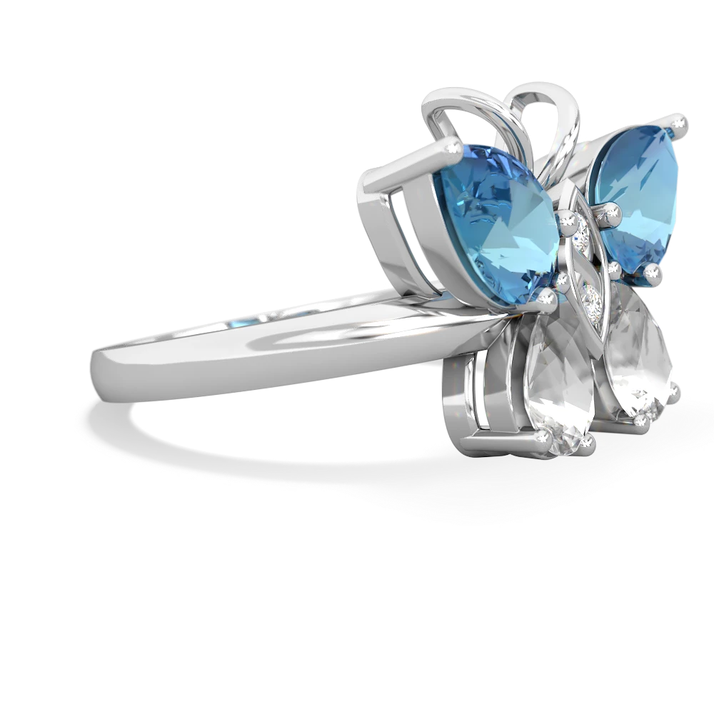 Blue Topaz Butterfly 14K White Gold ring R2215