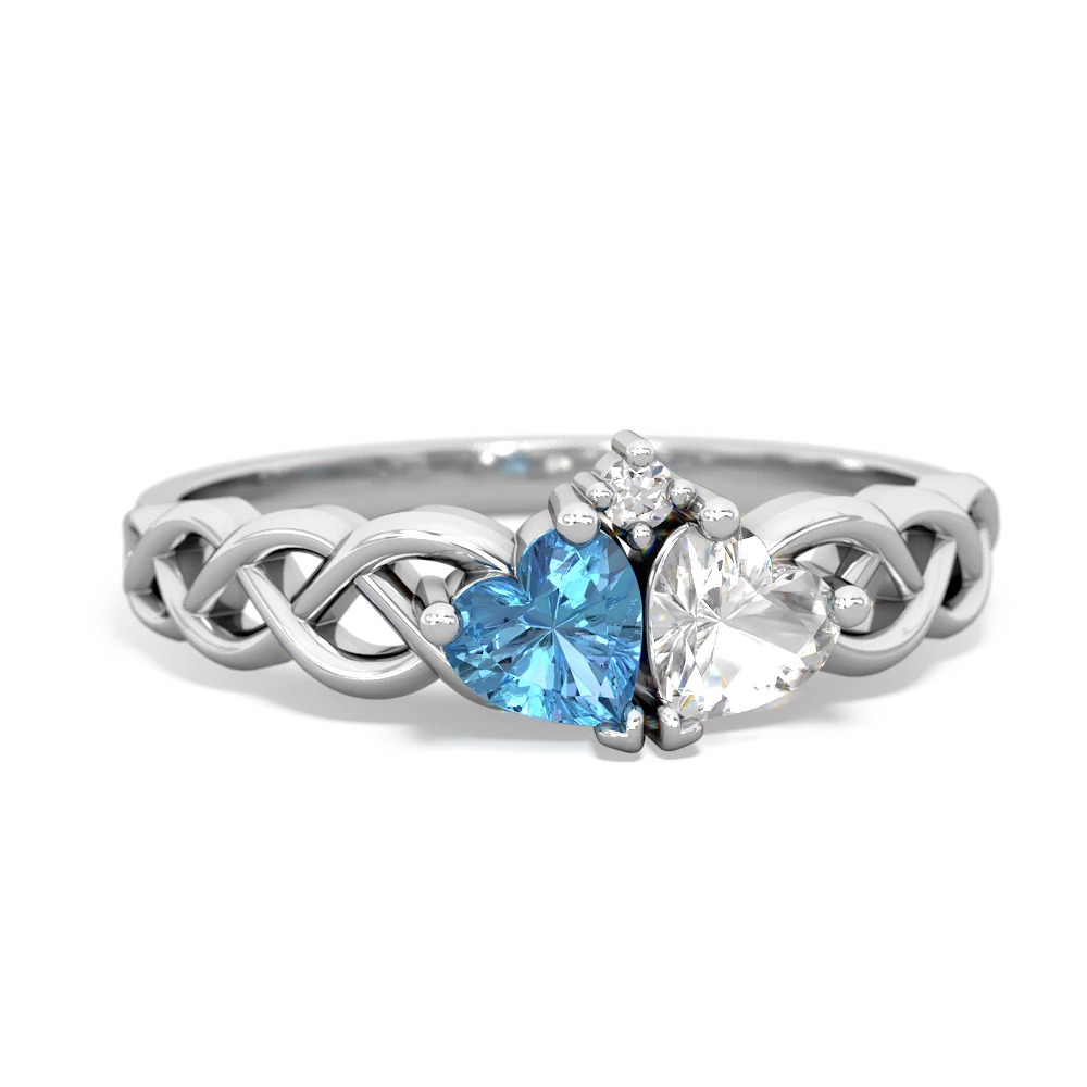 Blue Topaz Heart To Heart Braid 14K White Gold ring R5870