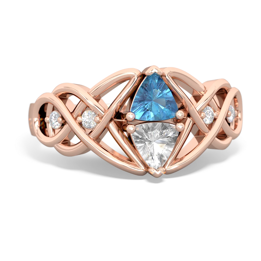 Blue Topaz Keepsake Celtic Knot 14K Rose Gold ring R5300