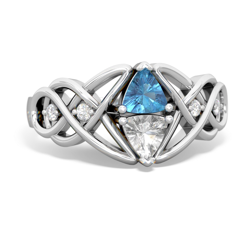 Blue Topaz Keepsake Celtic Knot 14K White Gold ring R5300