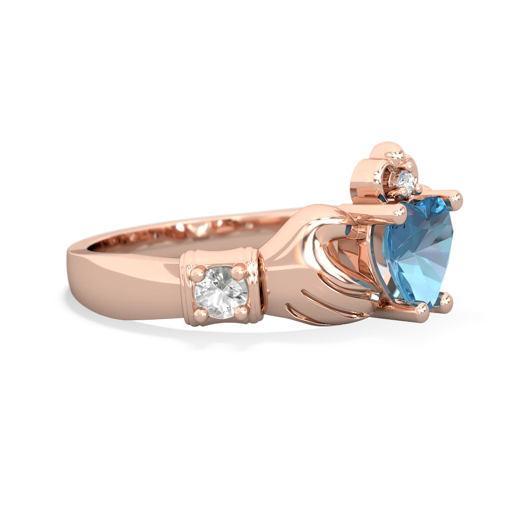 Blue Topaz Claddagh Keepsake 14K Rose Gold ring R5245