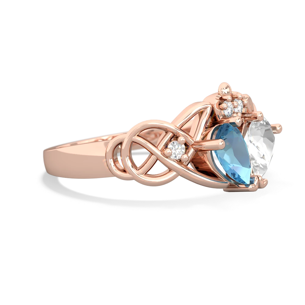 Blue Topaz 'One Heart' Celtic Knot Claddagh 14K Rose Gold ring R5322