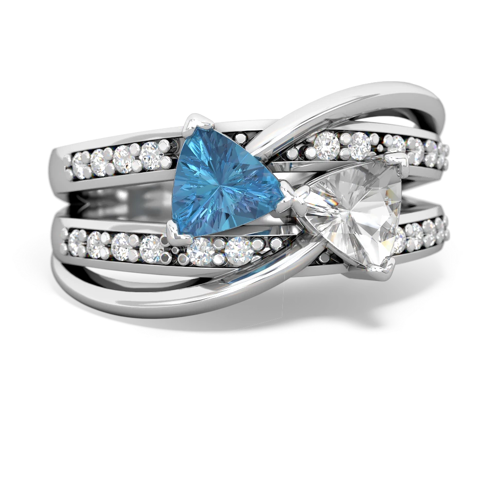 Blue Topaz Bowtie 14K White Gold ring R2360