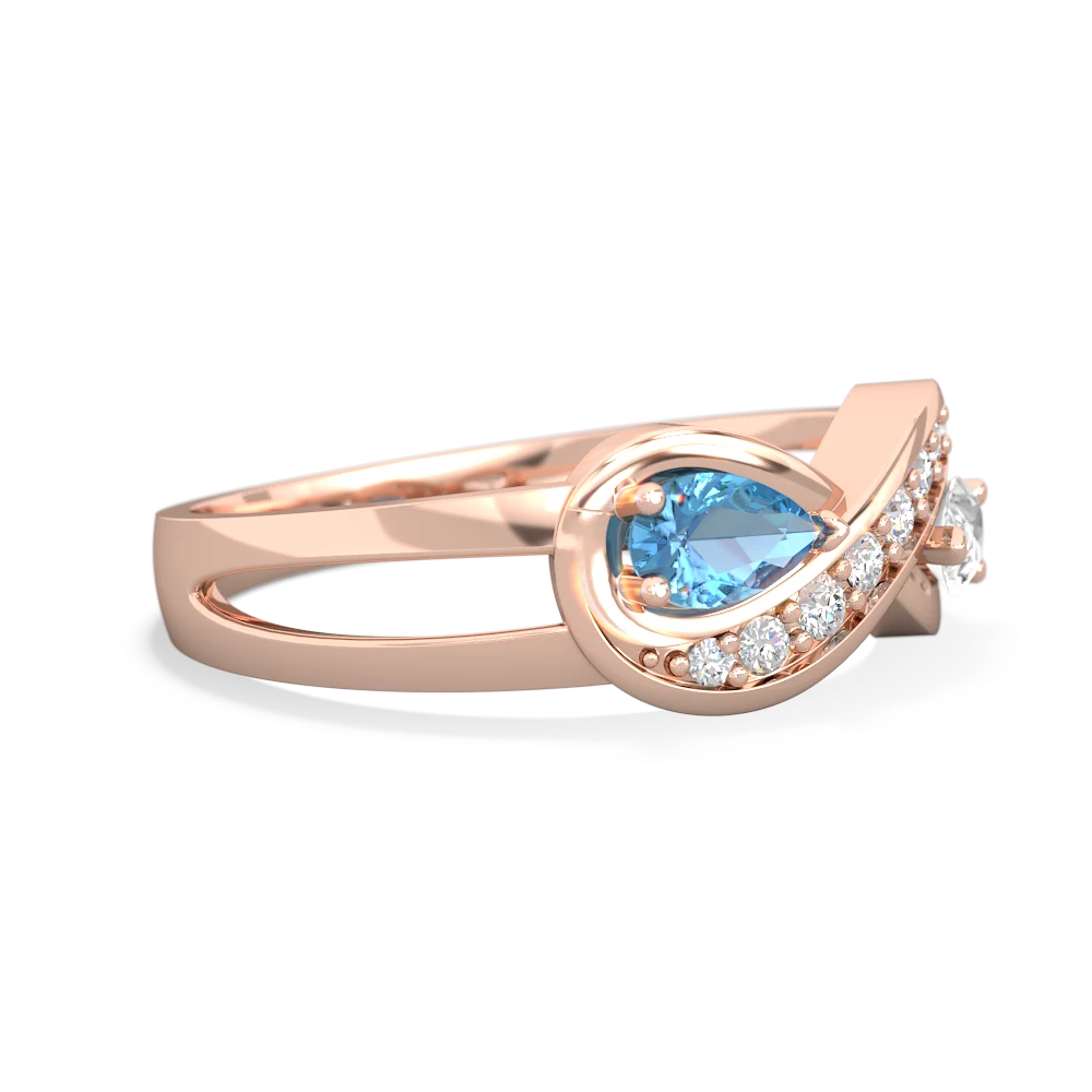 Blue Topaz Diamond Infinity 14K Rose Gold ring R5390