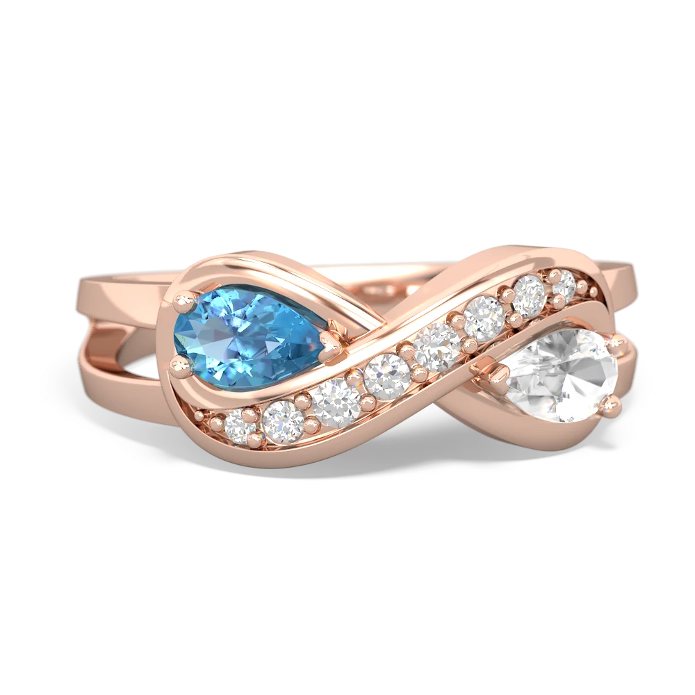 Blue Topaz Diamond Infinity 14K Rose Gold ring R5390