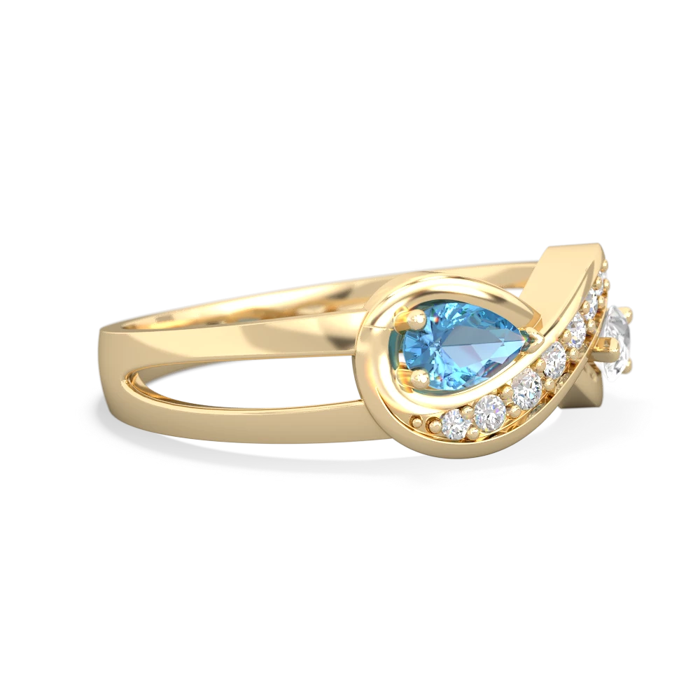 Blue Topaz Diamond Infinity 14K Yellow Gold ring R5390