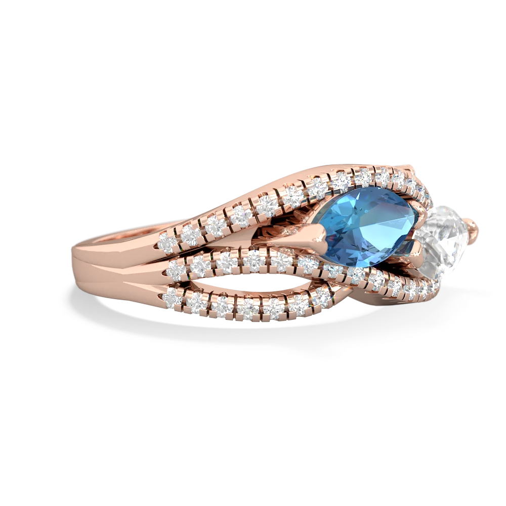 Blue Topaz Diamond Rivers 14K Rose Gold ring R3070