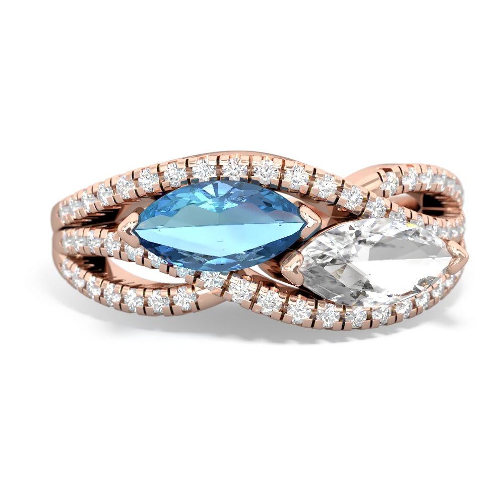 Blue Topaz Diamond Rivers 14K Rose Gold ring R3070