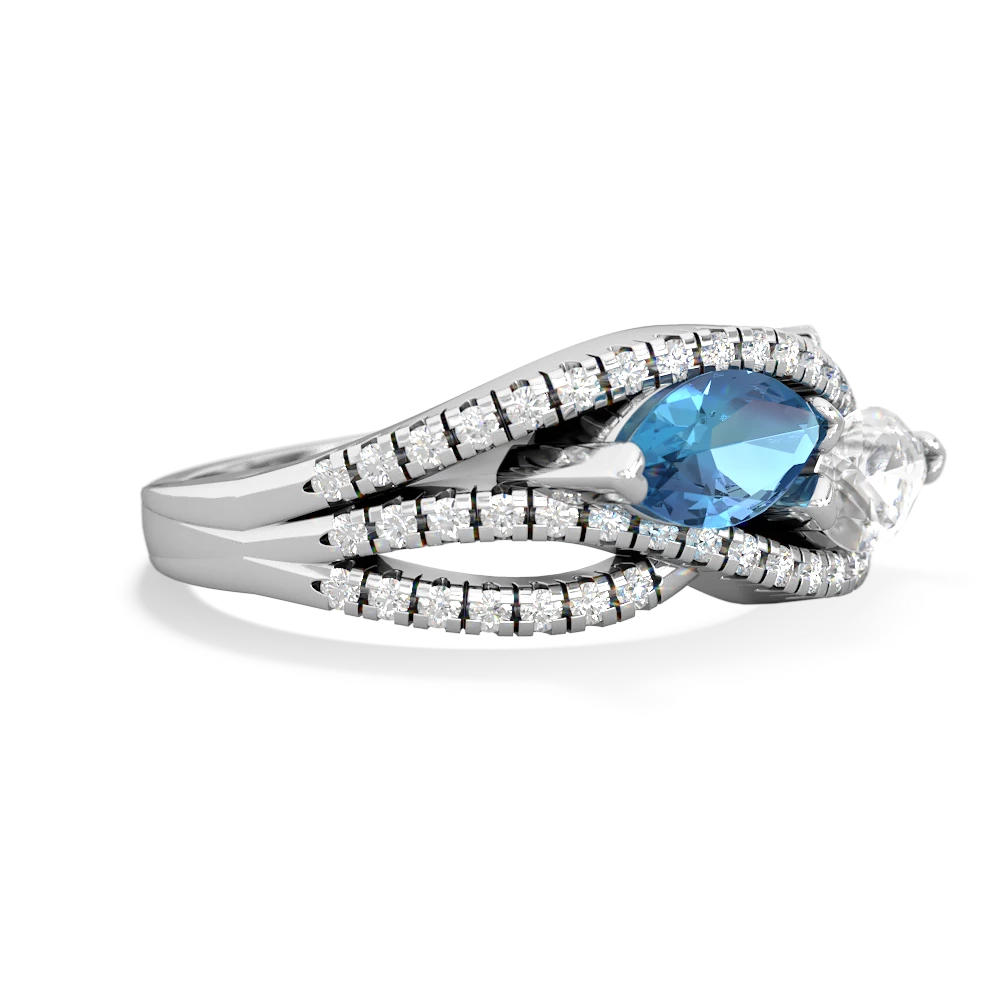 Blue Topaz Diamond Rivers 14K White Gold ring R3070