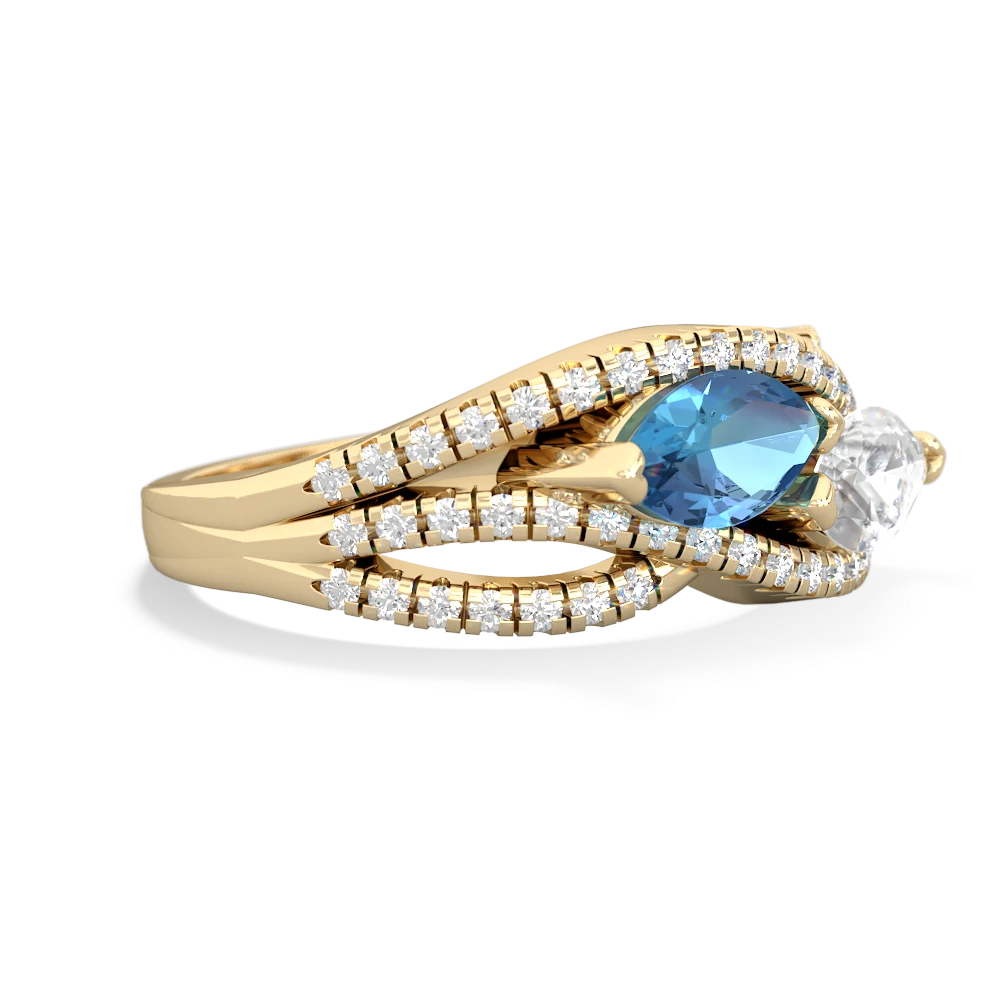 Blue Topaz Diamond Rivers 14K Yellow Gold ring R3070