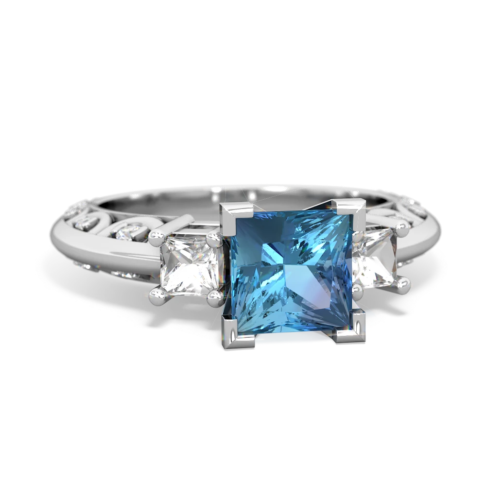 Blue Topaz Eternal Embrace Engagement 14K White Gold ring C2001