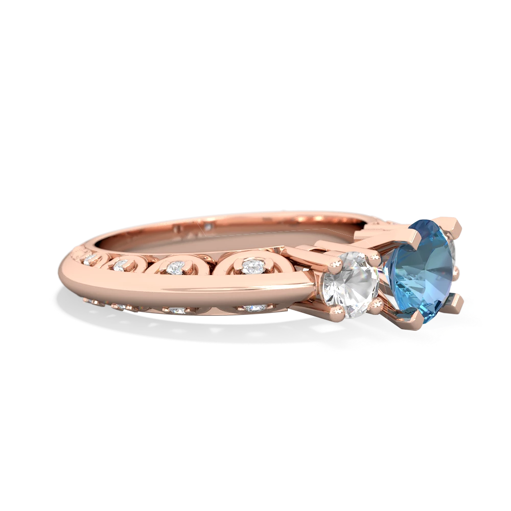 Blue Topaz Art Deco Eternal Embrace Engagement 14K Rose Gold ring C2003