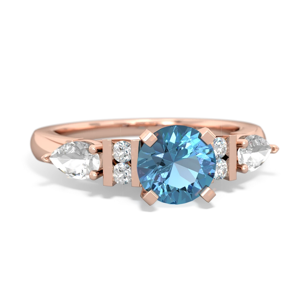 Blue Topaz 6Mm Round Eternal Embrace Engagement 14K Rose Gold ring R2005