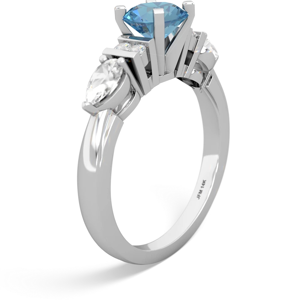 Blue Topaz 6Mm Round Eternal Embrace Engagement 14K White Gold ring R2005