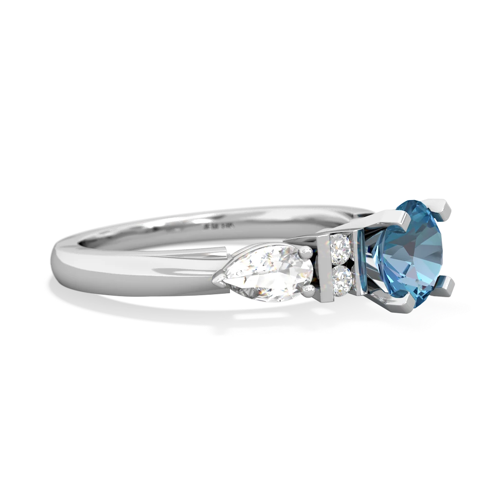 Blue Topaz 6Mm Round Eternal Embrace Engagement 14K White Gold ring R2005