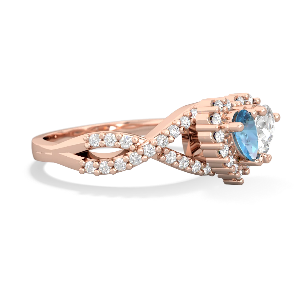 Blue Topaz Diamond Twist 'One Heart' 14K Rose Gold ring R2640HRT