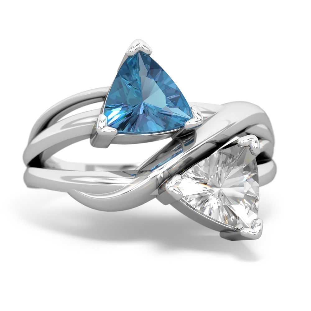 Blue Topaz Split Band Swirl 14K White Gold ring R2341