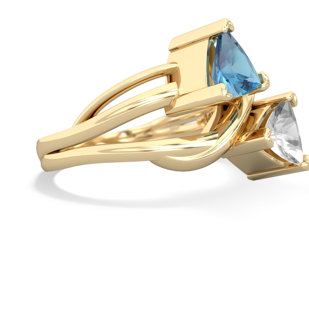 Blue Topaz Split Band Swirl 14K Yellow Gold ring R2341