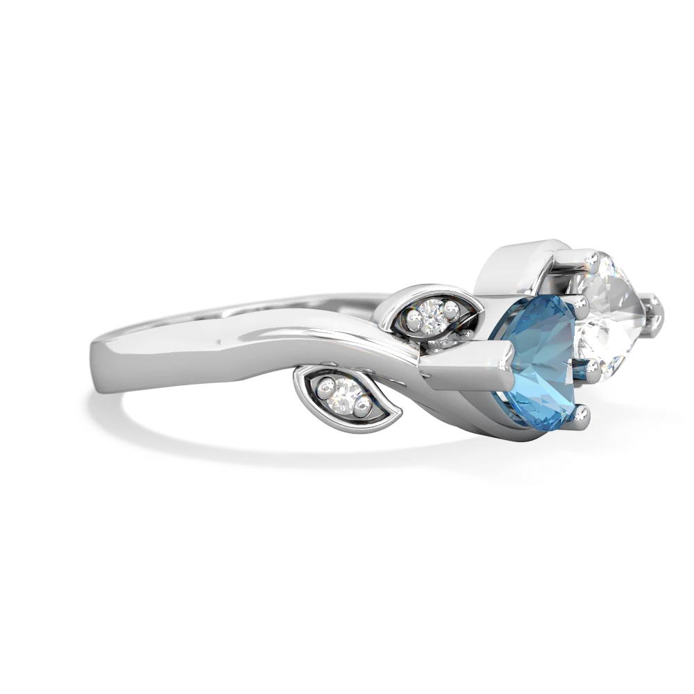 Blue Topaz Floral Elegance 14K White Gold ring R5790