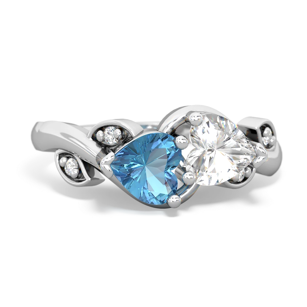 Blue Topaz Floral Elegance 14K White Gold ring R5790