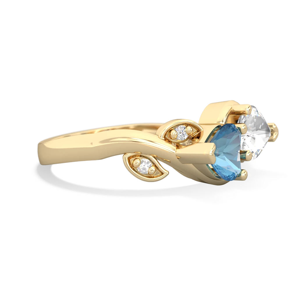 Blue Topaz Floral Elegance 14K Yellow Gold ring R5790