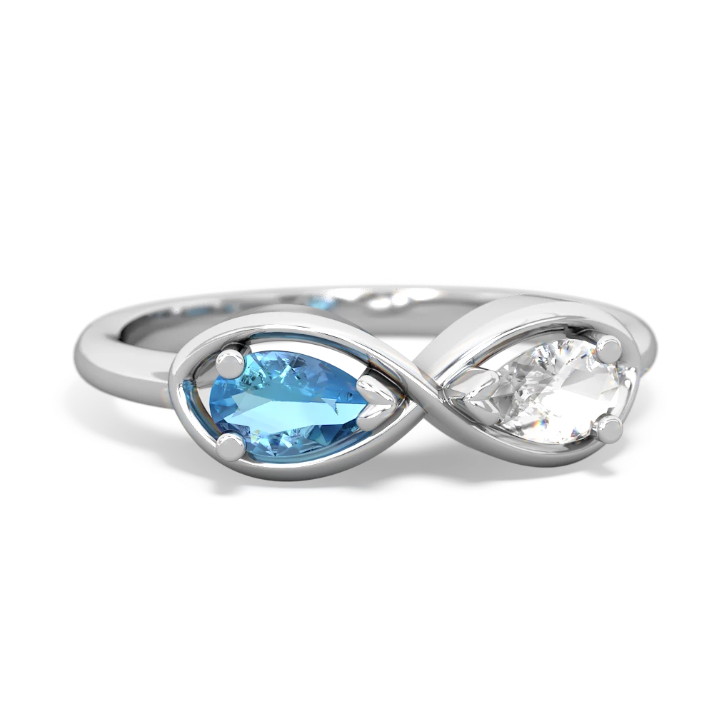 Blue Topaz Infinity 14K White Gold ring R5050