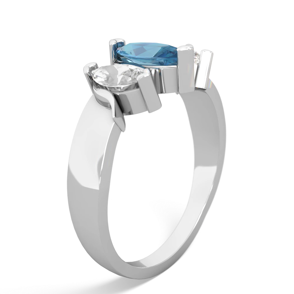 Blue Topaz Three Peeks 14K White Gold ring R2433