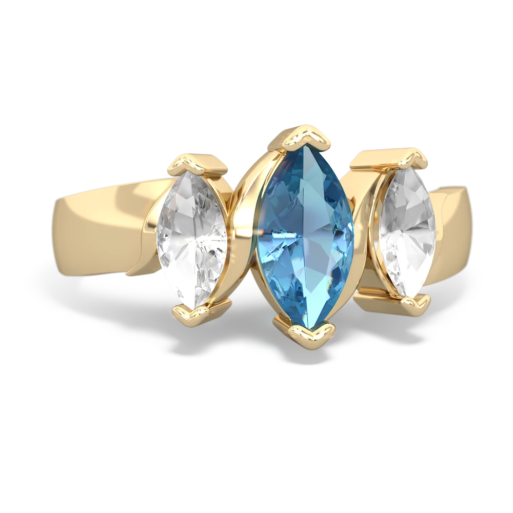 Blue Topaz Three Peeks 14K Yellow Gold ring R2433