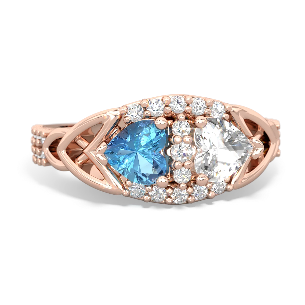 Blue Topaz Sparkling Celtic Knot 14K Rose Gold ring R2645