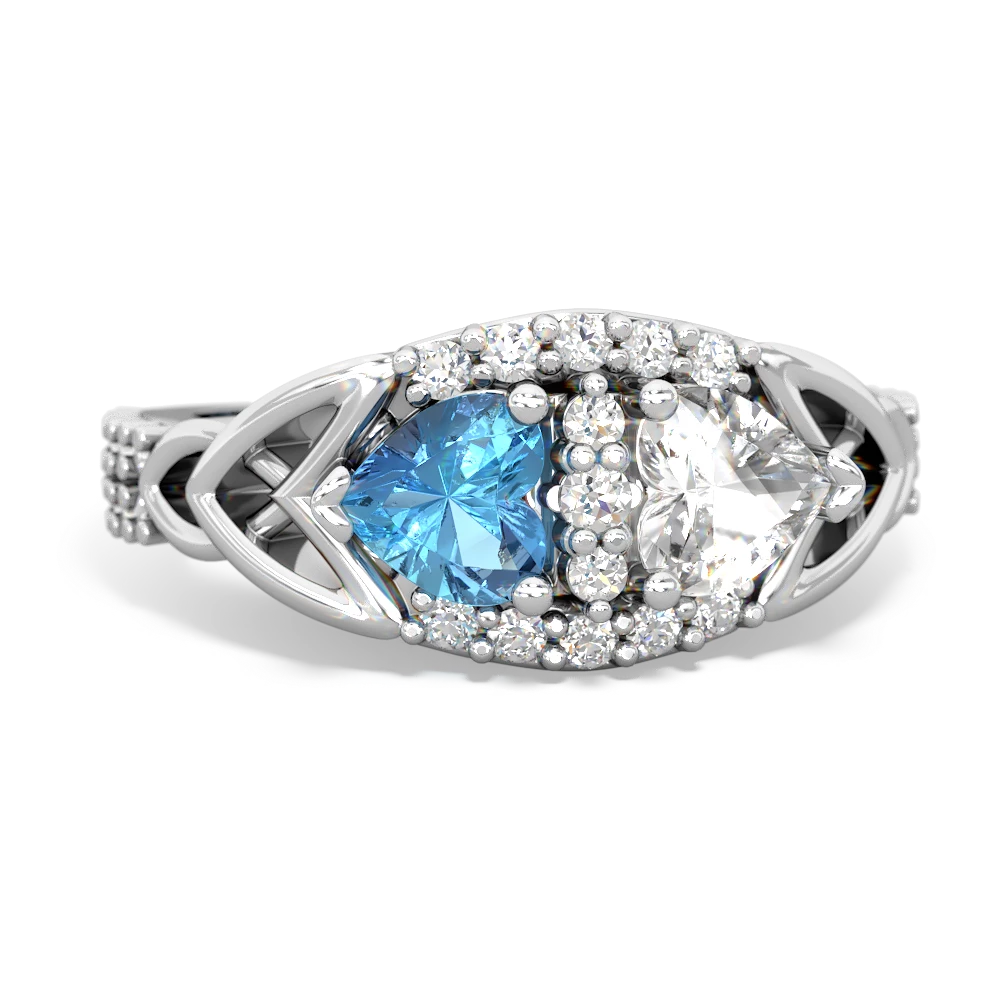 Blue Topaz Sparkling Celtic Knot 14K White Gold ring R2645