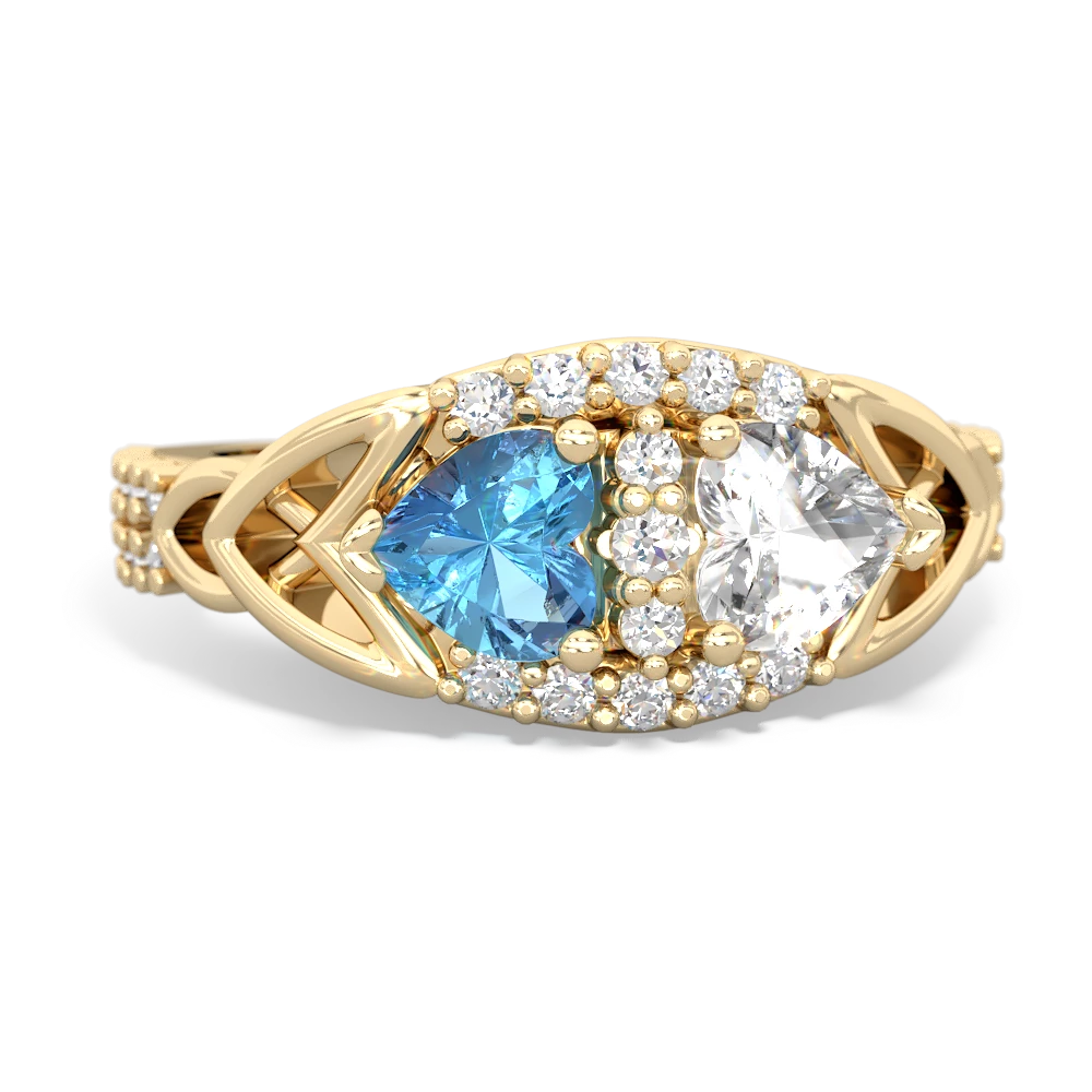 Blue Topaz Sparkling Celtic Knot 14K Yellow Gold ring R2645