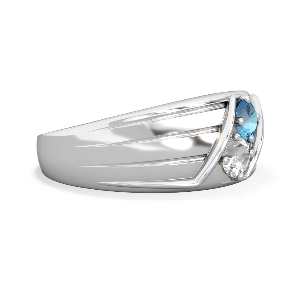 Blue Topaz Men's Streamline 14K White Gold ring R0460