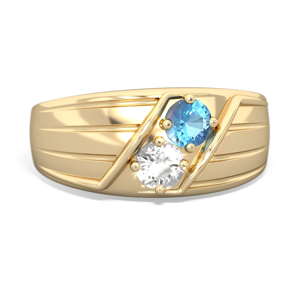 Blue Topaz Men's Streamline 14K Yellow Gold ring R0460