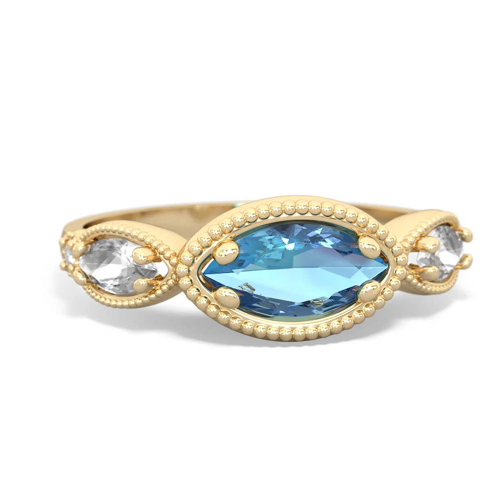 Blue Topaz Milgrain Marquise 14K Yellow Gold ring R5700