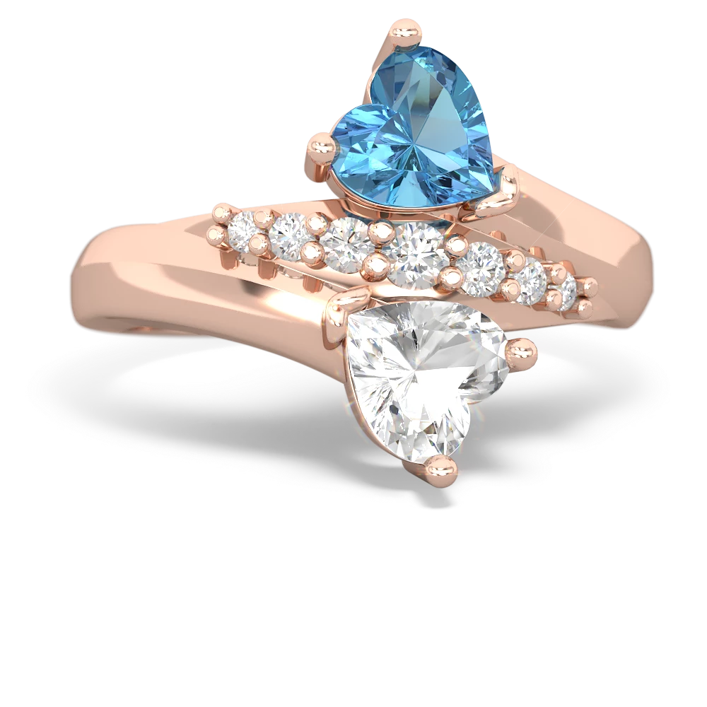 Blue Topaz Heart To Heart 14K Rose Gold ring R2064