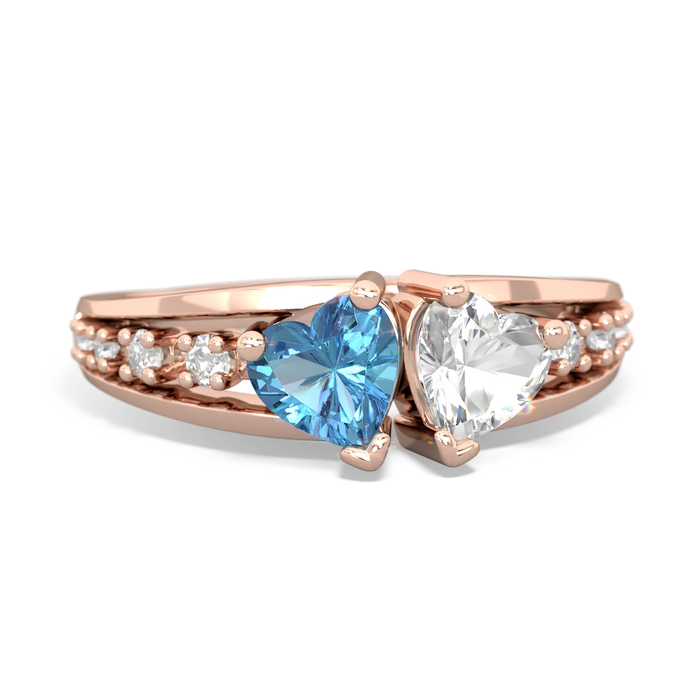 Blue Topaz Heart To Heart 14K Rose Gold ring R3342