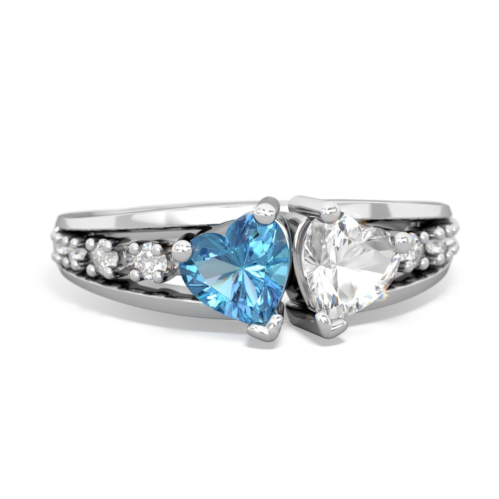 Blue Topaz Heart To Heart 14K White Gold ring R3342