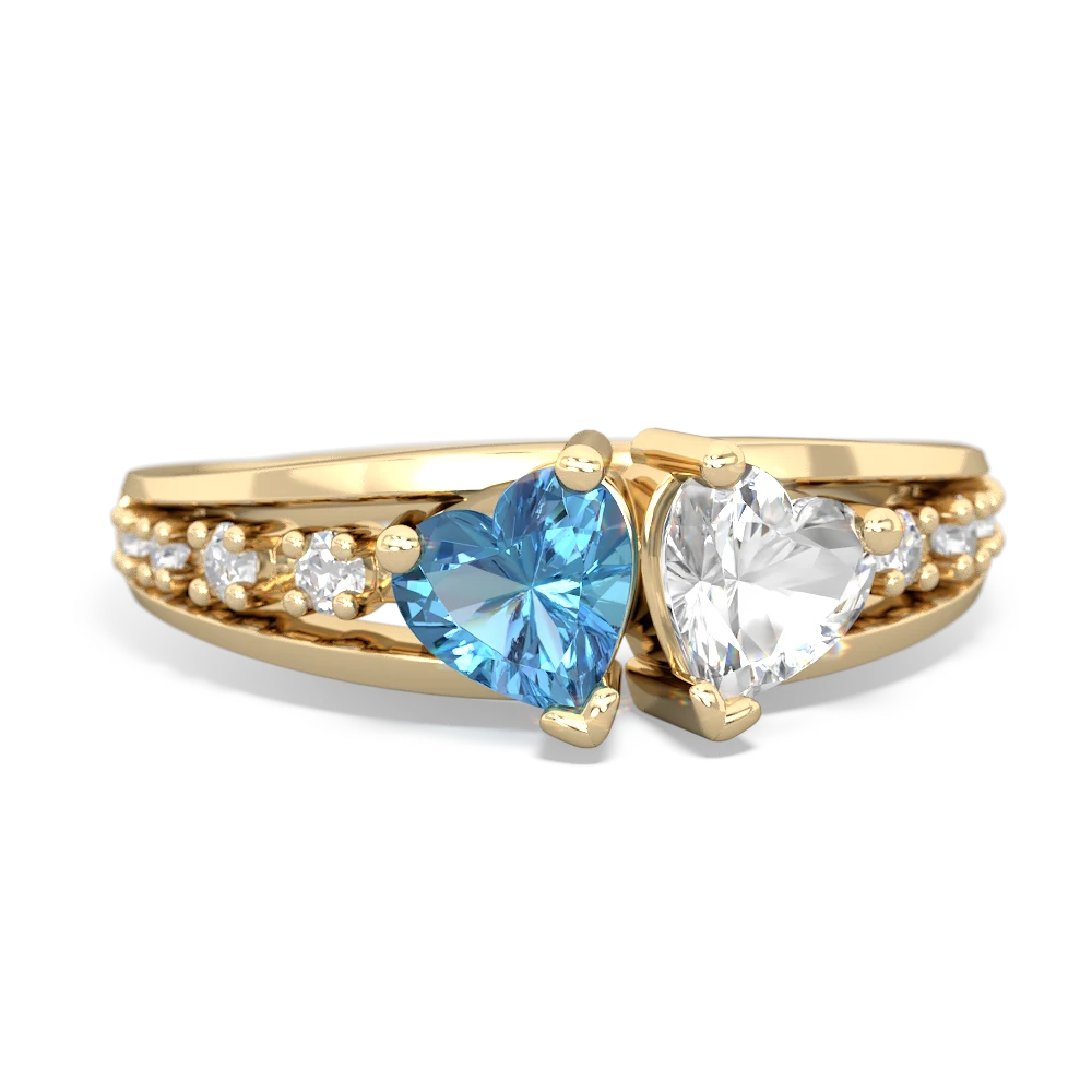 Blue Topaz Heart To Heart 14K Yellow Gold ring R3342