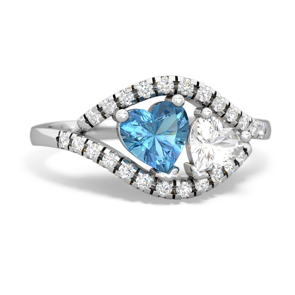 Blue Topaz Mother And Child 14K White Gold ring R3010