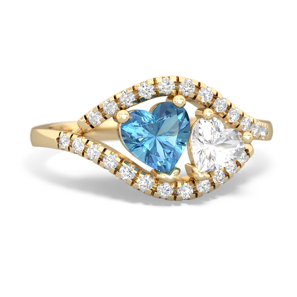 Blue Topaz Mother And Child 14K Yellow Gold ring R3010