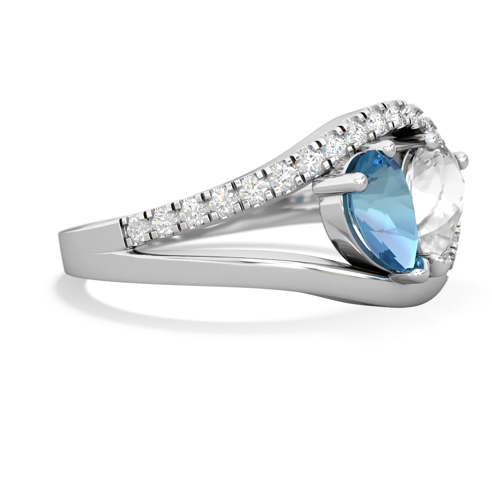 Blue Topaz Nestled Heart Keepsake 14K White Gold ring R5650