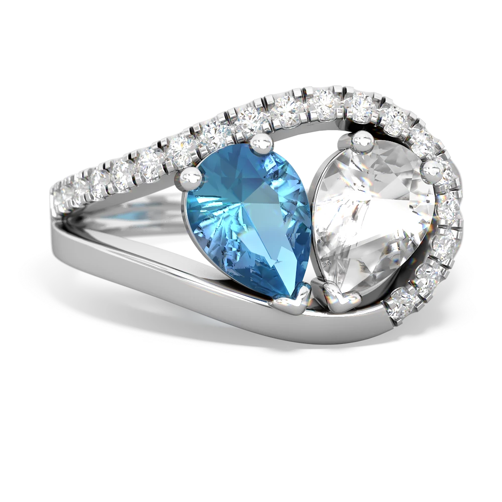 Blue Topaz Nestled Heart Keepsake 14K White Gold ring R5650