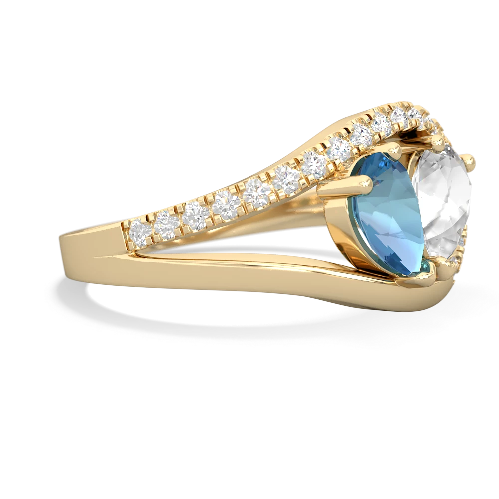 Blue Topaz Nestled Heart Keepsake 14K Yellow Gold ring R5650