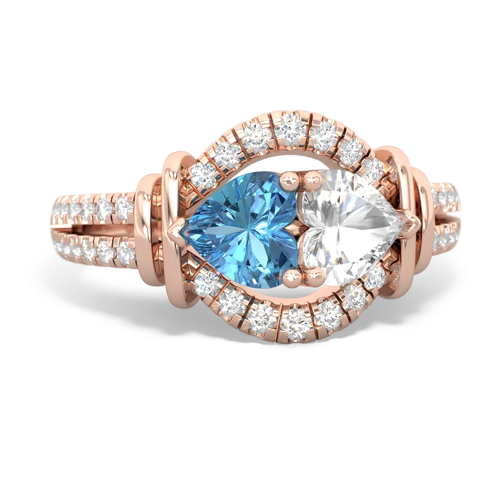 Blue Topaz Art-Deco Keepsake 14K Rose Gold ring R5630