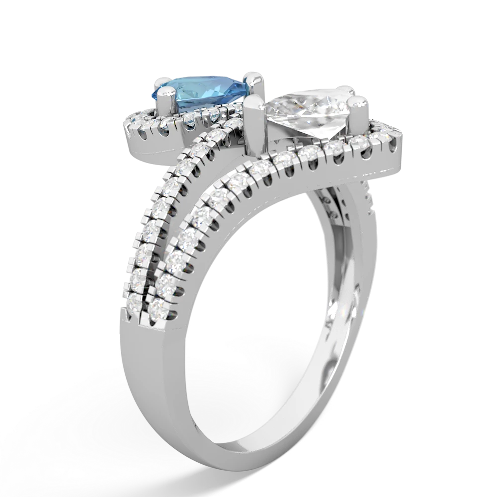 Blue Topaz Diamond Dazzler 14K White Gold ring R3000