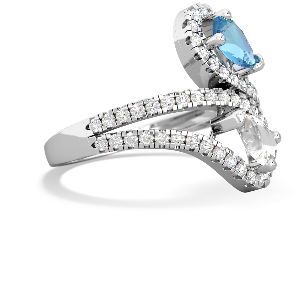 Blue Topaz Diamond Dazzler 14K White Gold ring R3000