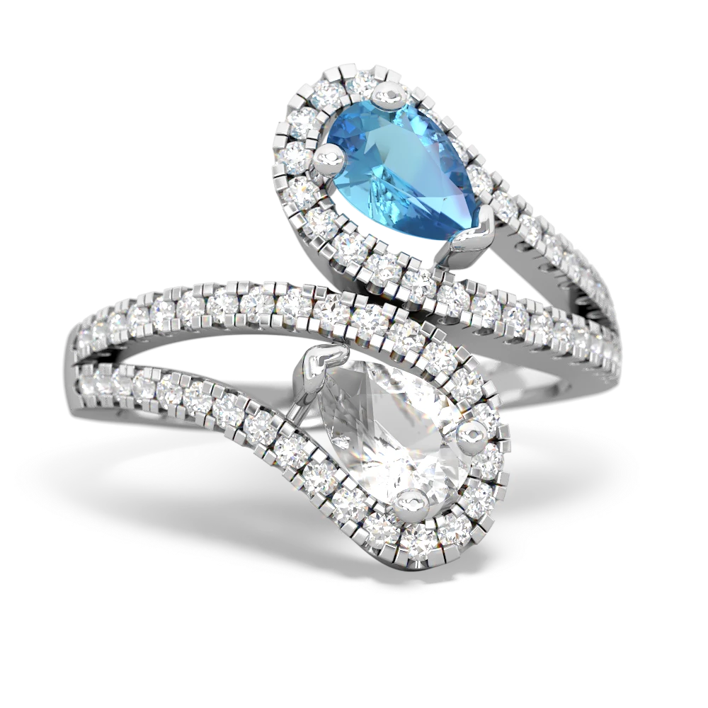 Blue Topaz Diamond Dazzler 14K White Gold ring R3000